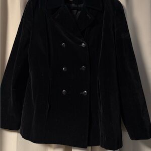 Ann Taylor Classic Black Velvet Pea Coat